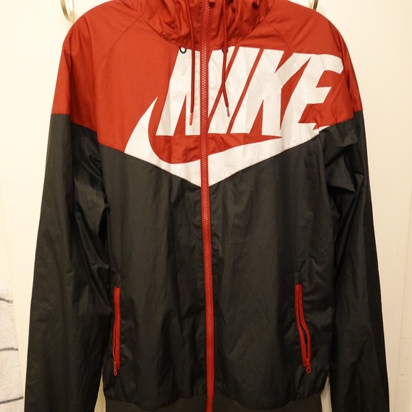 nike windbreaker jacket red and black